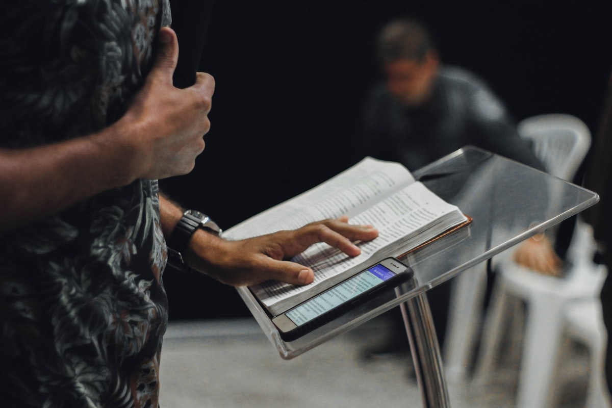 A pastor preaching from the pulpit
